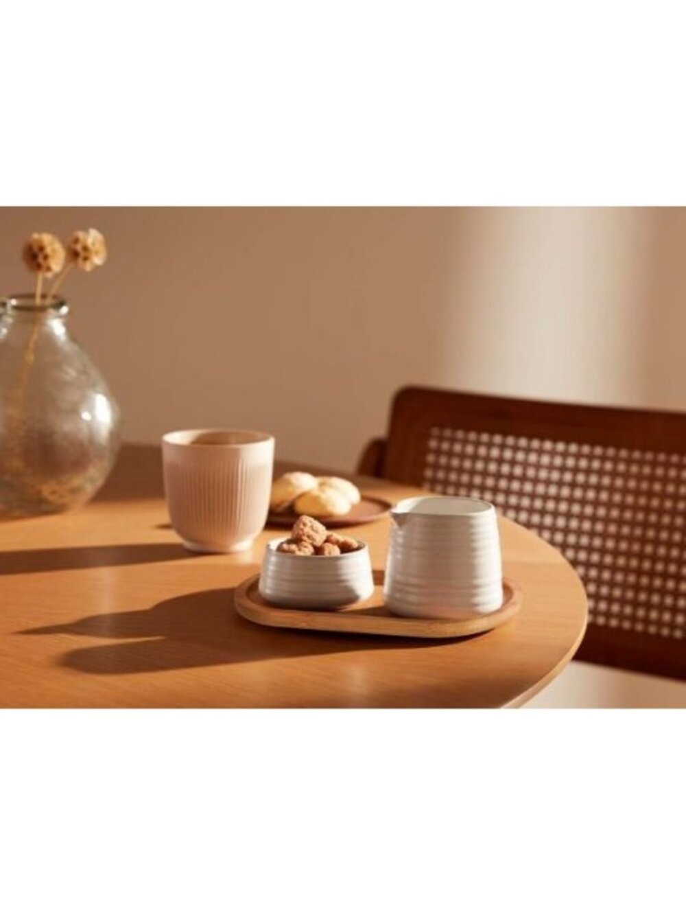 Nespresso Stoneware Milk Jug & Sugar Bowl Set With Bamboo Tray